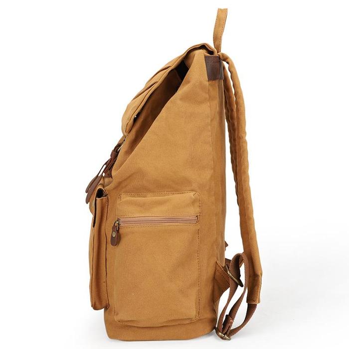 Canvas Leather Women Mens 14 Khaki Travel Backpack Green Computer Bag College Backpack for Men