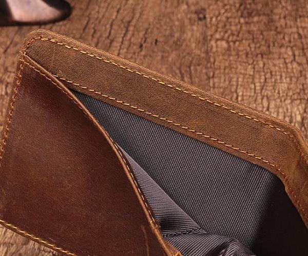 Simple Vintage Mens Leather Small Wallet Bifold billfold Wallet for Men
