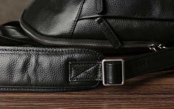 Genuine Leather Mens Cool Backpack Sling Bag Large Black Travel Bag Hiking Bag for men