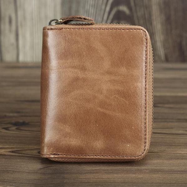 Brown Leather Men Billfold Wallet Leather Black Vertical Bifold Wallet with Coin Pockets For Men