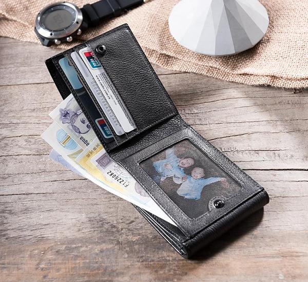 Handmade Leather Mens Cool Slim Leather Wallet Men Small Wallets Bifold for Men
