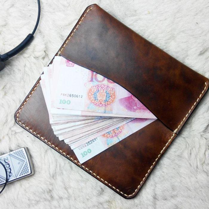 Vintage Coffee Leather Bifold Mens Long Wallet Leather Long Wallets for Men