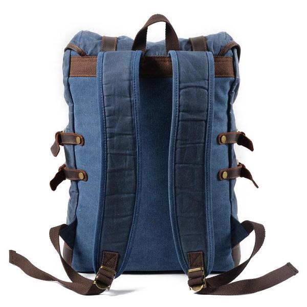 Mens Leather Waxed Canvas Backpack Hiking Waterproof Backpack Canvas And Leather Backpack