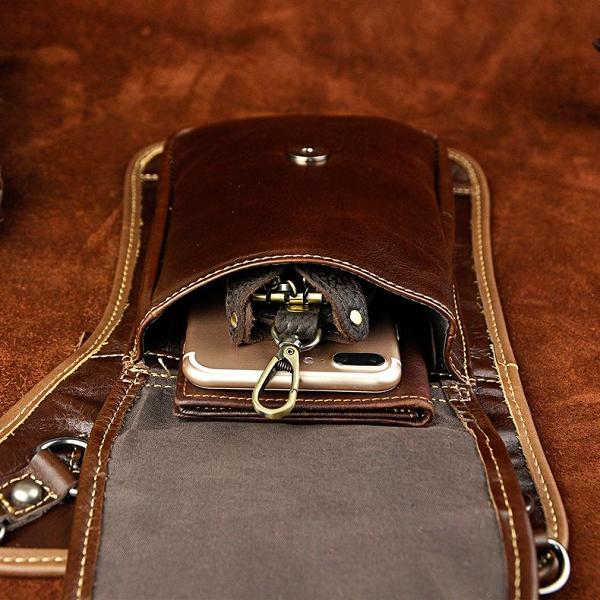 Leather Belt Pouch Mens Cases Waist Bag Hip Pack Belt Bag Fanny Pack Bumbag for Men