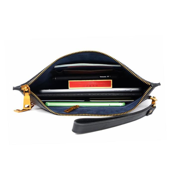 Handmade Leather Mens Chinese Dragon Clutch Cool Slim Wallet Zipper Clutch Wristlet Wallet for Men