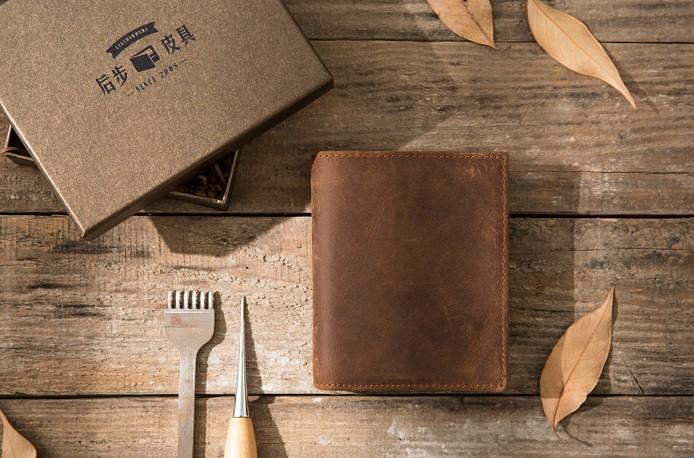 Cool Leather Vintage Mens Slim Small Wallets Zipper billfold Wallets for Men