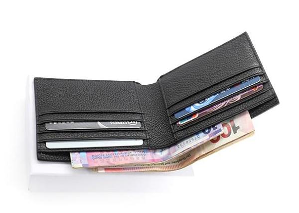 Black Leather Mens Bifold Small Wallet Front Pocket Wallet Slim Small Wallet for Men