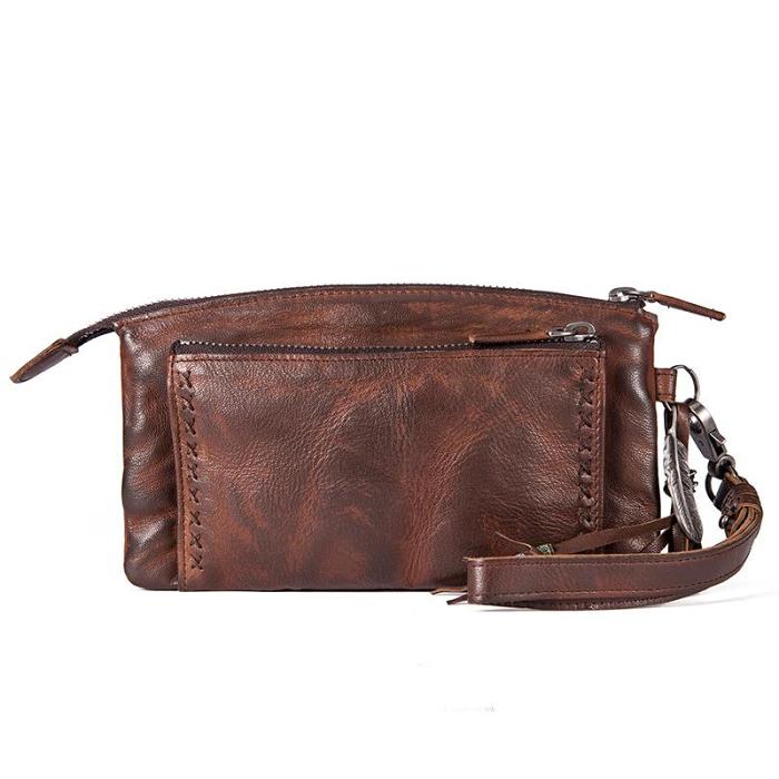 Handmade Mens Cool Long Leather Chain Wallet Cards Biker Trucker Wristlet Wallet
