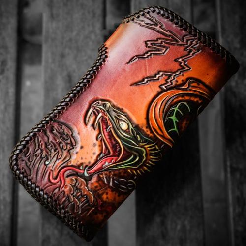 Handmade Leather Prajna Ghost Mens Chain Biker Wallet Cool Leather Wallet With Chain Wallets for Men