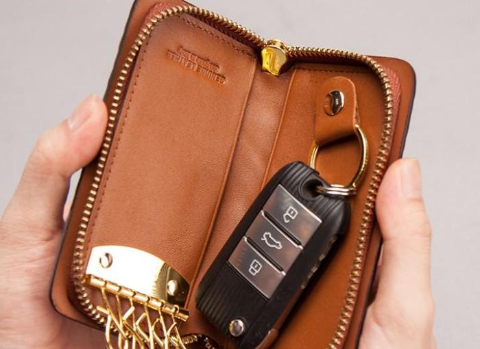 Leather Braided Men Small Key Wallet Bifold Small Keyring Wallet for Men