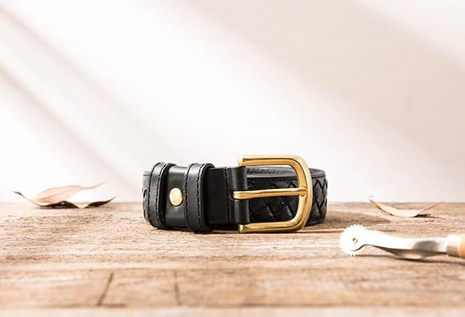 Handmade Cool Braided Leather Mens Belt Leather Belt for Men