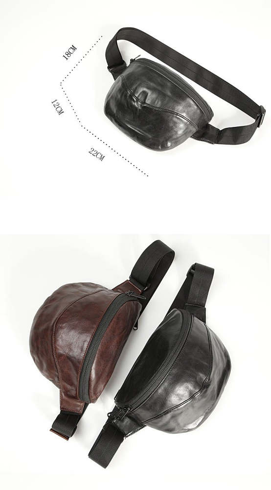 Small Leather Fanny Pack Mens Waist Bag Hip Pack Small Leather Belt Bag Bumbag for Men