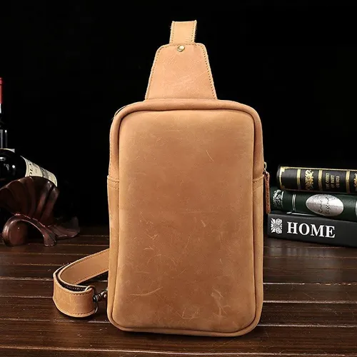 Leather Mens Cool Sling Bag Crossbody Bag Chest Bag for men