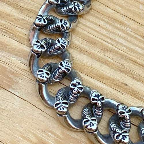 Bagger Bracelet - Skull ChainGang - Custom - 7/8 Wide - B33