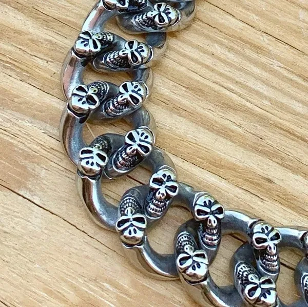 Bagger Bracelet - Skull ChainGang - Custom - 7/8 Wide - B33