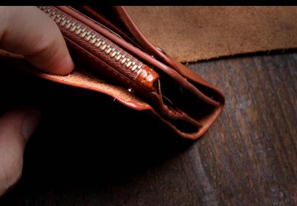 Genuine Leather Mens Cool Long Leather Wallet Card Wallet Clutch Wristlet Wallet for Men