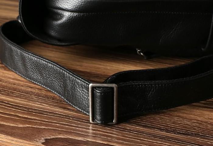 Genuine Leather Mens Cool Backpack Sling Bag Large Black Travel Bag Hiking Bag for men