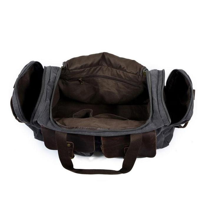 Cool Mens Canvas Leather Side Bag Weekender Bag Canvas Travel Bags for Men