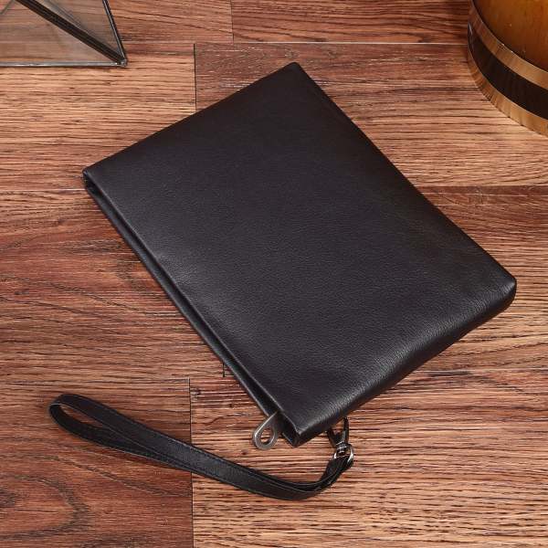 Handmade Genuine Leather Clutch Zip Long Wallet Purse Bag For Mens