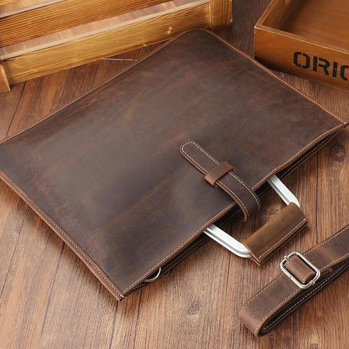 Handmade Leather Men Vintage Briefcase Handbag Laptop Bag For Men
