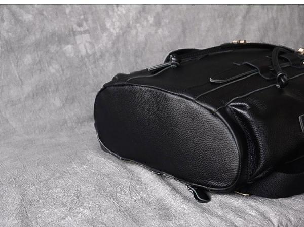 Black Leather Mens 15 Laptop Backpack Hiking Backpack Travel Backpack College Backpack for Men