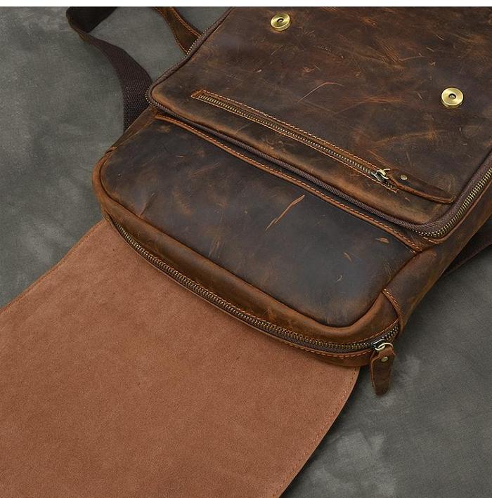 Cool Leather Mens 14 Dark Brown Hiking Backpack Travel Backpack College Backpack for Men