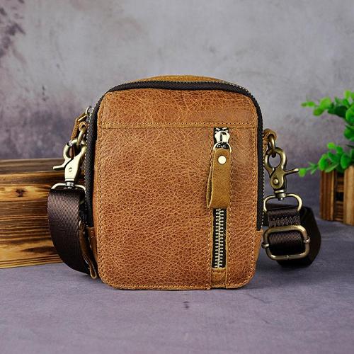 Mens Leather Small Belt Pouch Side Bag Holster Belt Case Waist Pouch for Men
