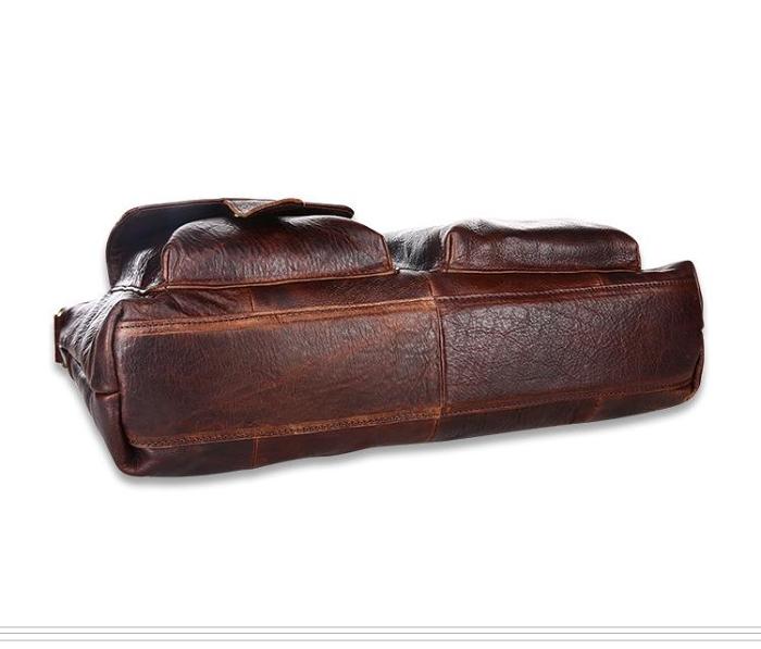 Vintage Brown Leather Men 15.6 inches Briefcase Handbag Brown Laptop Handbag Business Bag For Men