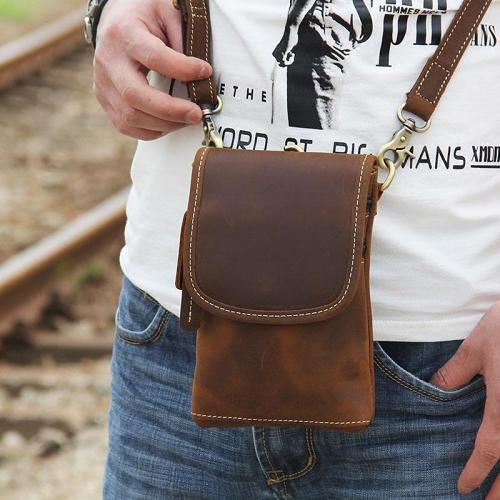 Leather Belt Pouch Mens Small Cases Waist Bag Hip Pack Belt Bag Fanny Pack Bumbag for Men