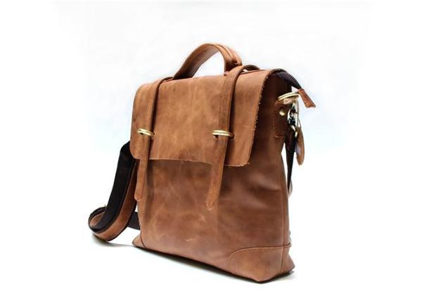 Vintage Mens Leather Briefcase Handbag Shoulder Bag Backpack for men
