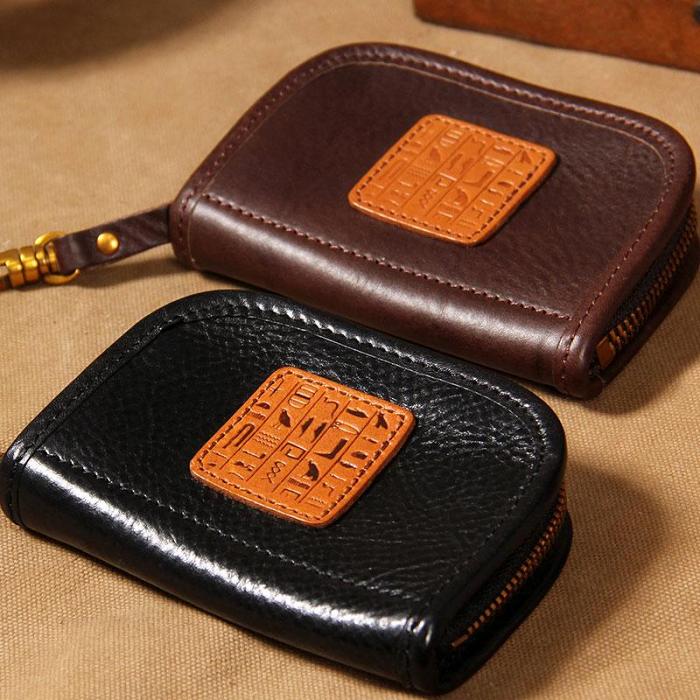 Mens Cool Key Wallet Handmade Leather Car Key Card Holder Car Key Case for Men