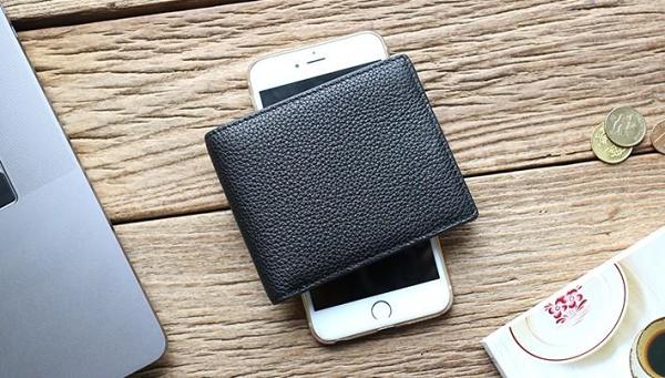 Black Leather Mens Bifold Small Wallet Front Pocket Wallet Slim Small Wallet for Men