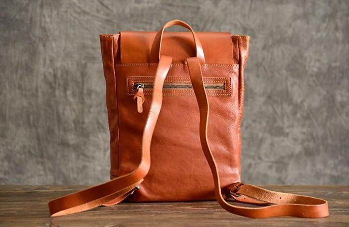 Handmade Leather Mens Women Cool Backpack Sling Bag Large Brown Travel Bag Hiking Bag for men