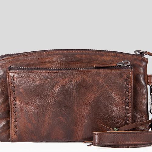 Handmade Mens Cool Long Leather Chain Wallet Cards Biker Trucker Wristlet Wallet