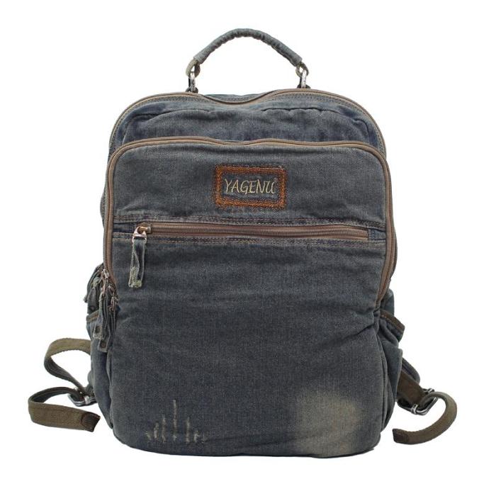 Denim Blue Mens 16 inches Backpack Multifunctional Backpack Jean Travel Backpack For Men