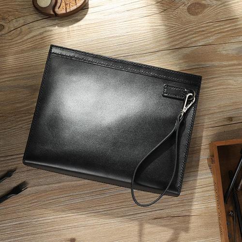 Black Leather Clutch Bag for Men Leather Clutch Bag Male Leather Wristlet Bag Large Wristlet