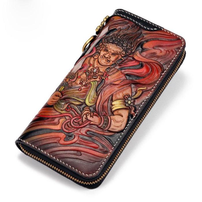 Handmade Leather Acalanatha Mens Chain Biker Wallet Cool Leather Wallet With Chain Wallets for Men