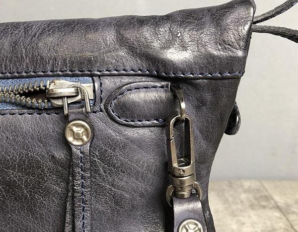 Handmade Genuine Leather Women Mens Clutch Cool Slim Wallet Zipper Clutch Wristlet Wallet for Men