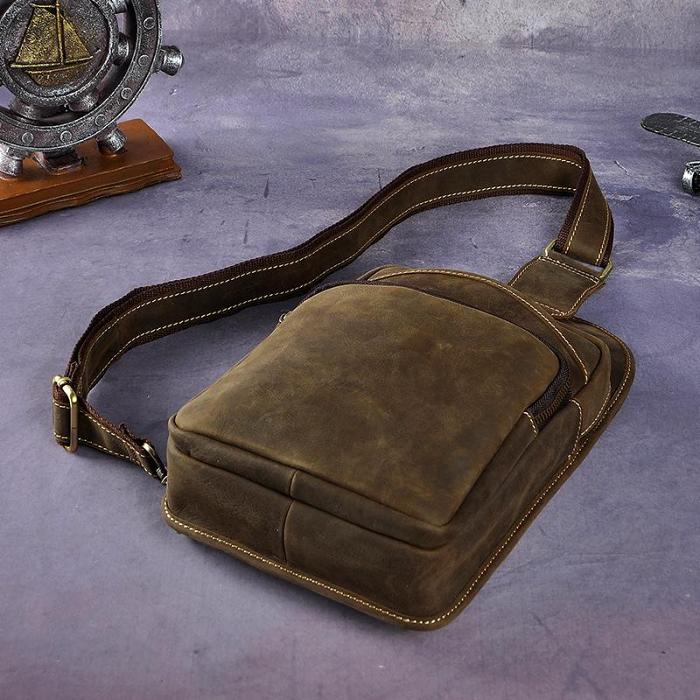 Leather Mens Cool Sling Bag Crossbody Bag Chest Bag for men