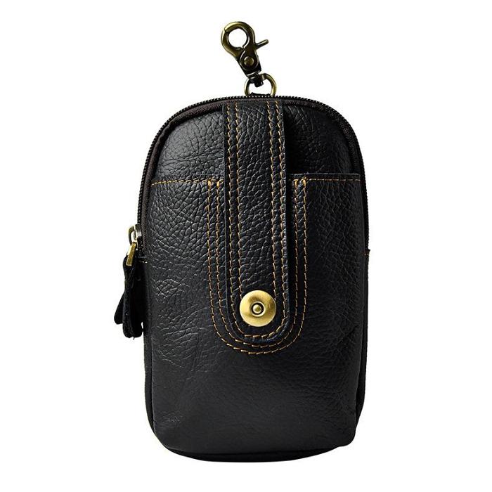 Leather Belt Pouch Mens Small Cases Waist Bag for Men