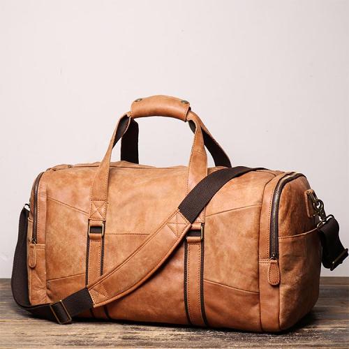 Cool Brown Leather Mens  16 Large Weekender Bag Sport Travel Bag Duffle Bag for Men