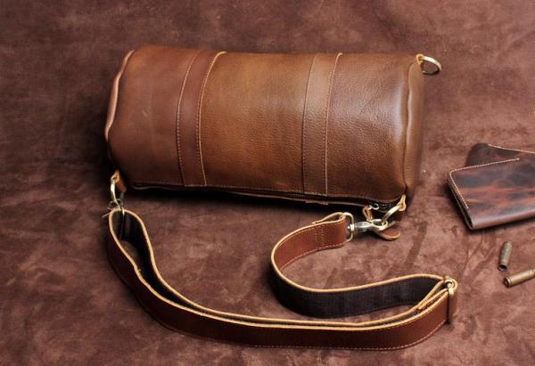Genuine Leather Mens Bucket Bag Round Circle Bag Cool Weekender Bag Travel Bag Duffle Bags Overnight Bag Holdall Bag for men