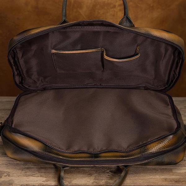 Vintage Brown Leather Men's Briefcase 14'' Computer Briefcase Professional Handbag For Men