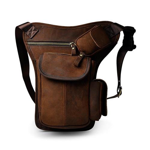 Leather Drop Leg Bag Belt Pouch Mens Waist Bag Shoulder Bag for Men