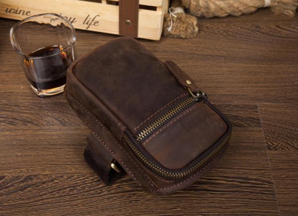 Leather Belt Pouch Mens Small Cases Arm Case Pouch for Men
