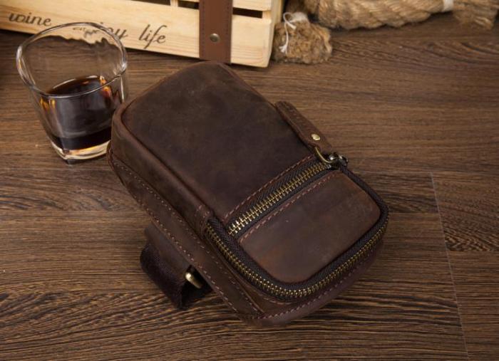 Leather Belt Pouch Mens Small Cases Arm Case Pouch for Men
