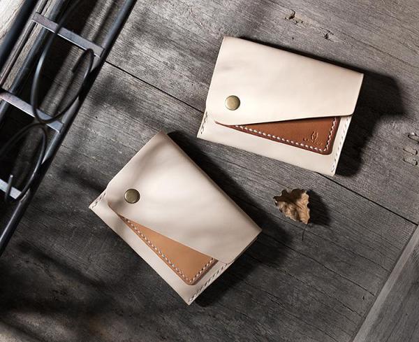 Handmade Leather Mens Cool Short Wallet Card Holder Small Card Slim Wallets for Men