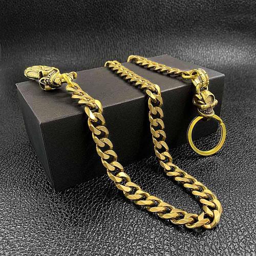 Cool Brass 19 Mens Skull Hook Key Chain Gold Pants Chain Wallet Chain Motorcycle Wallet Chain for Men