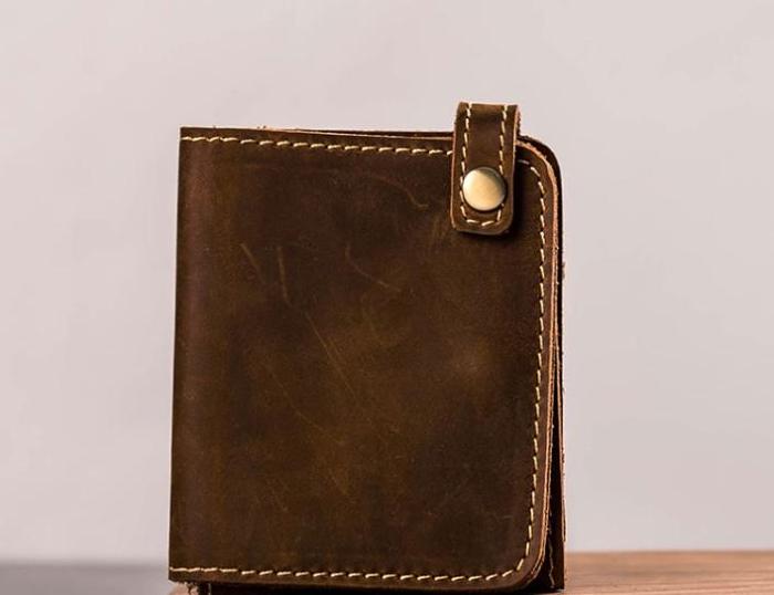 Leather Men Slim Small Wallet Bifold Small Vintage Wallet for Men