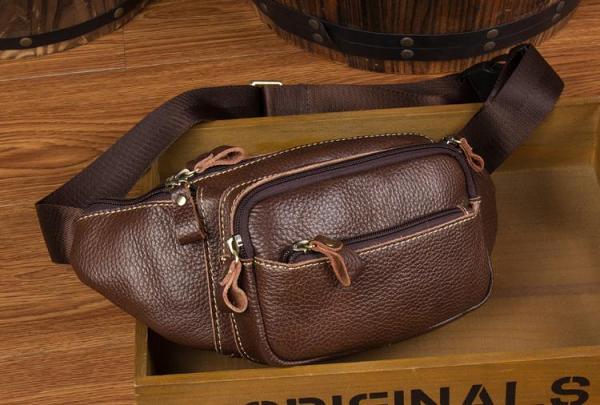 Vintage Leather Fanny Pack Mens Waist Bag Hip Pack Belt Bag Bumbag for Men